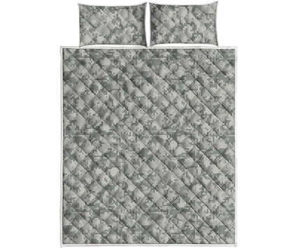Tan Digital Camo Pattern Print Quilt Bed Set