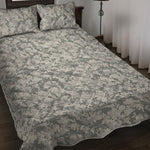 Tan Digital Camo Pattern Print Quilt Bed Set