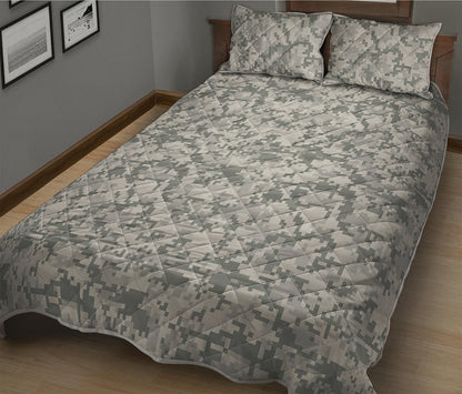 Tan Digital Camo Pattern Print Quilt Bed Set