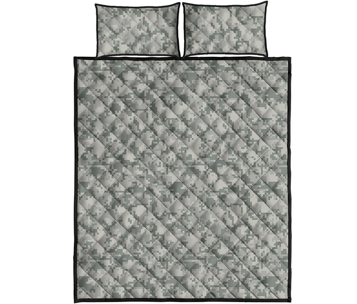 Tan Digital Camo Pattern Print Quilt Bed Set
