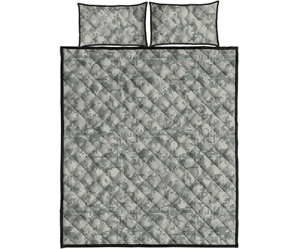 Tan Digital Camo Pattern Print Quilt Bed Set
