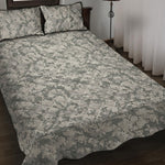 Tan Digital Camo Pattern Print Quilt Bed Set