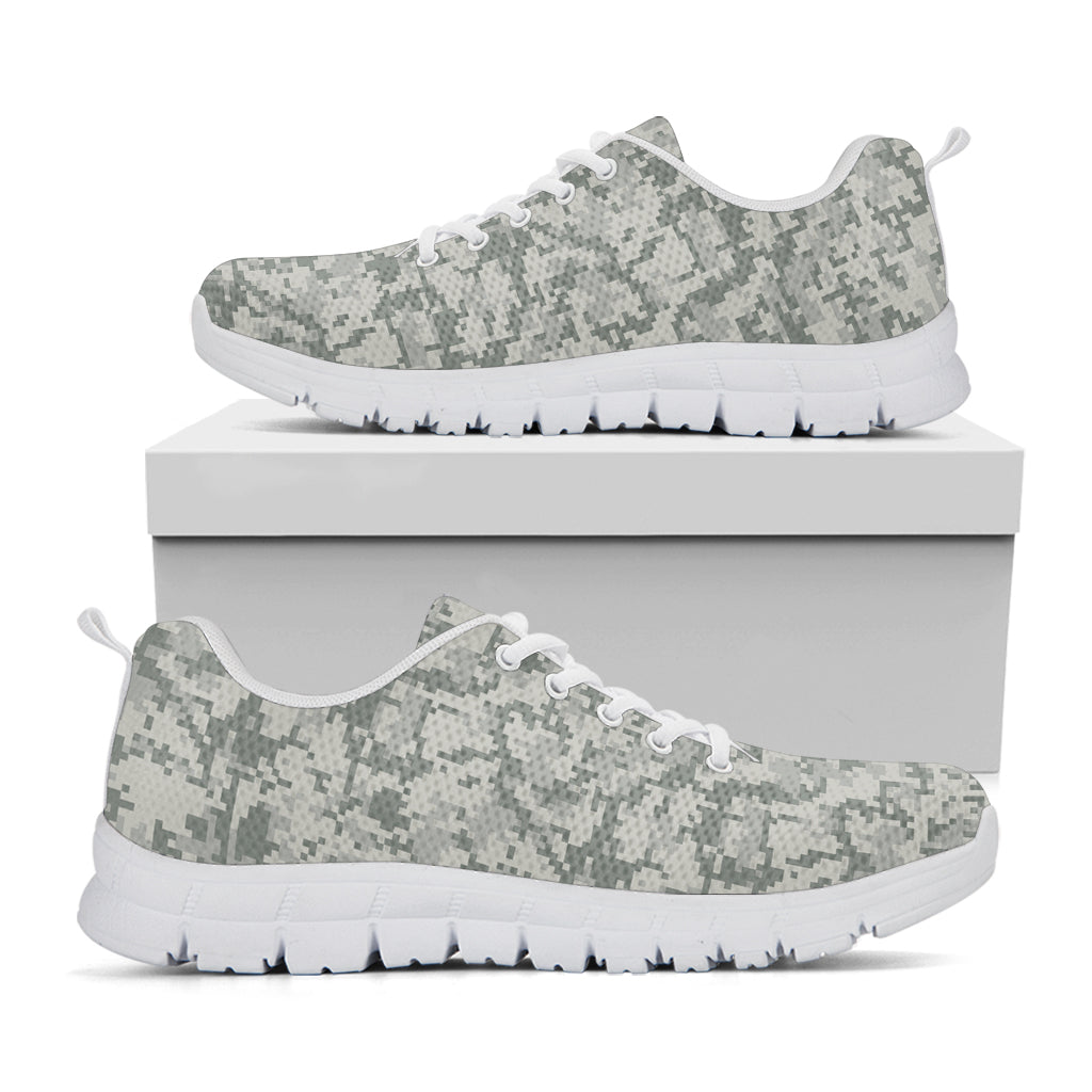 Tan Digital Camo Pattern Print White Sneakers