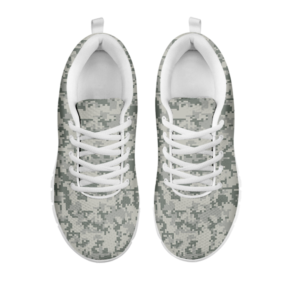 Tan Digital Camo Pattern Print White Sneakers