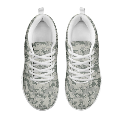 Tan Digital Camo Pattern Print White Sneakers