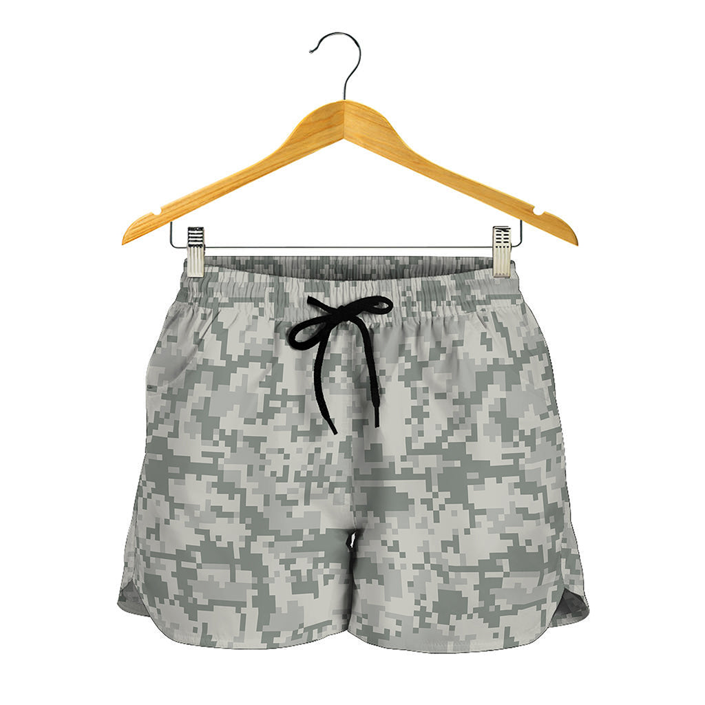 Tan Digital Camo Pattern Print Women's Shorts