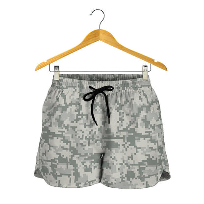 Tan Digital Camo Pattern Print Women's Shorts