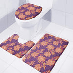 Tangerine Floral Bohemian Pattern Print 3 Piece Bath Mat Set