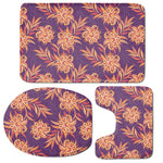 Tangerine Floral Bohemian Pattern Print 3 Piece Bath Mat Set