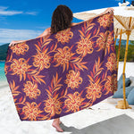 Tangerine Floral Bohemian Pattern Print Beach Sarong Wrap