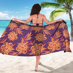 Tangerine Floral Bohemian Pattern Print Beach Sarong Wrap