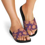 Tangerine Floral Bohemian Pattern Print Black Slide Sandals