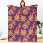 Tangerine Floral Bohemian Pattern Print Blanket
