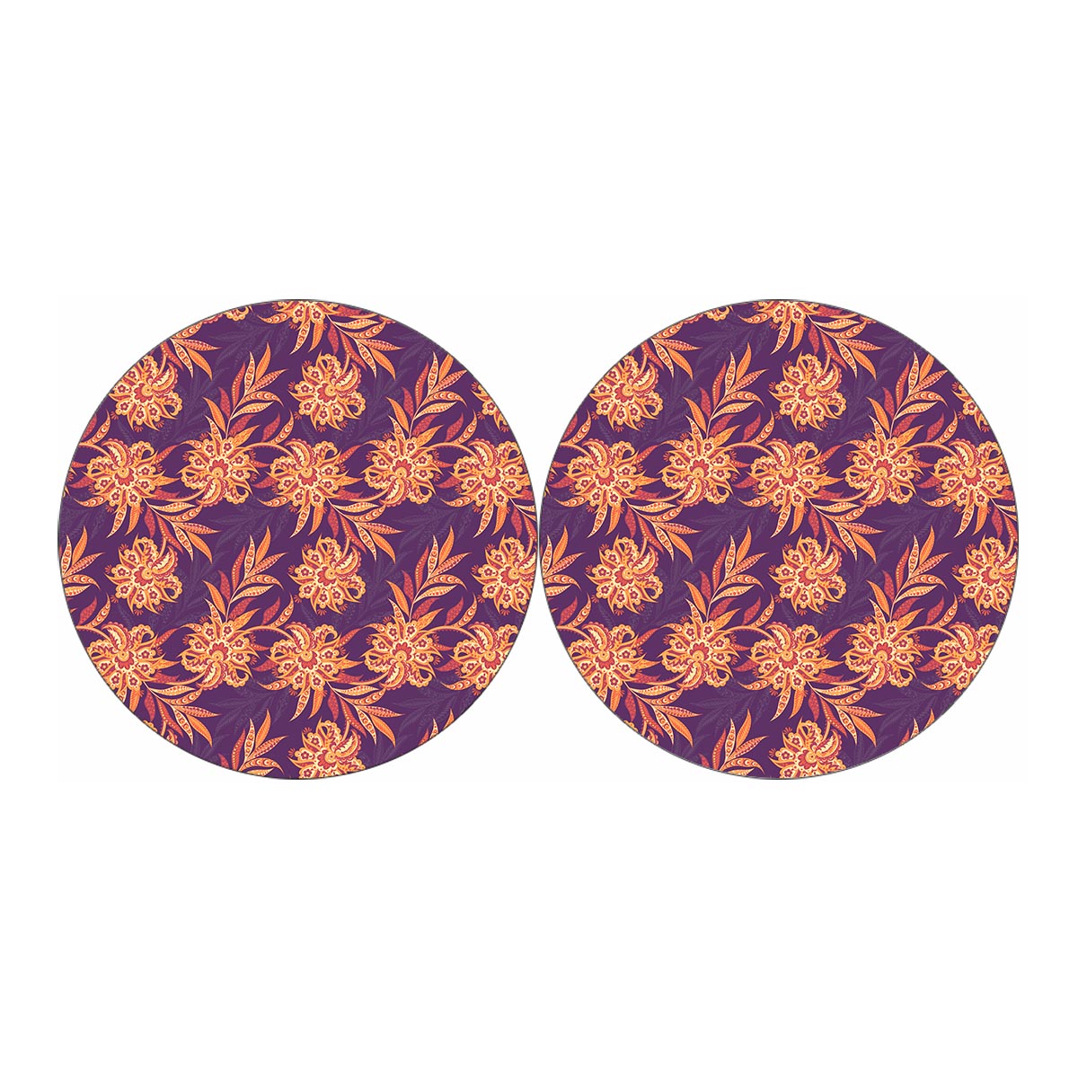 Tangerine Floral Bohemian Pattern Print Car Coasters