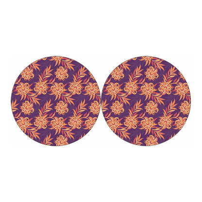Tangerine Floral Bohemian Pattern Print Car Coasters