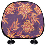 Tangerine Floral Bohemian Pattern Print Car Headrest Covers