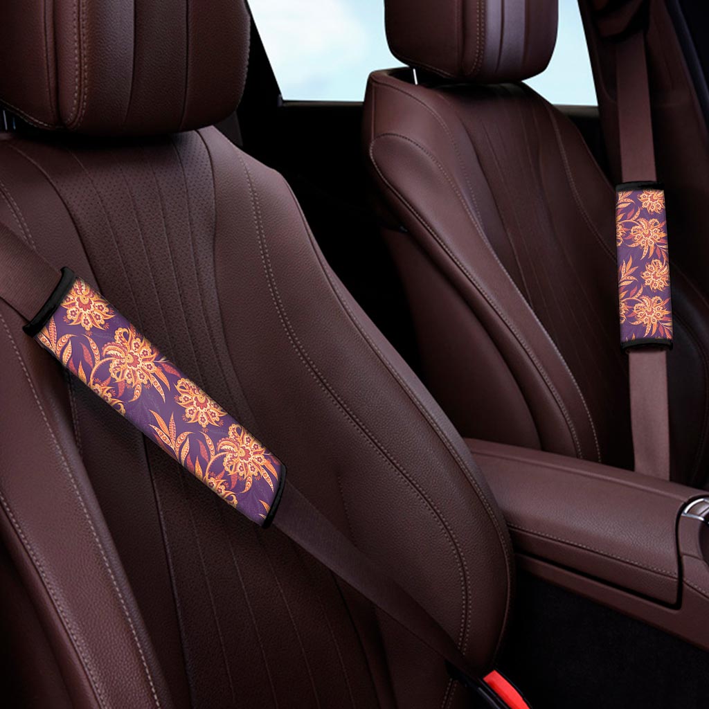 Tangerine Floral Bohemian Pattern Print Car Seat Belt Covers