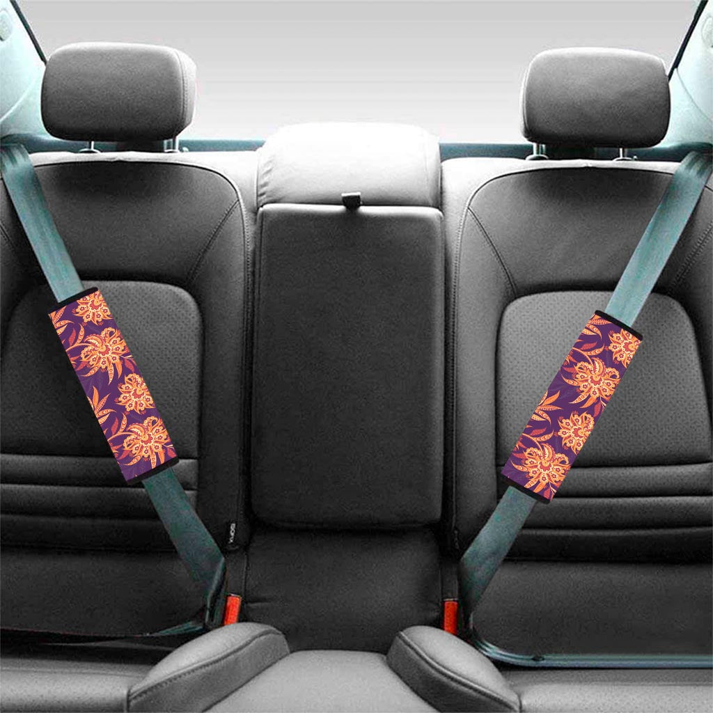 Tangerine Floral Bohemian Pattern Print Car Seat Belt Covers