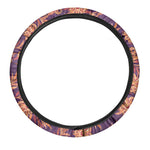 Tangerine Floral Bohemian Pattern Print Car Steering Wheel Cover