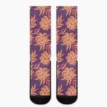 Tangerine Floral Bohemian Pattern Print Crew Socks