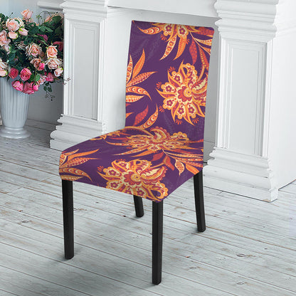 Tangerine Floral Bohemian Pattern Print Dining Chair Slipcover