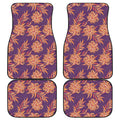 Tangerine Floral Bohemian Pattern Print Front and Back Car Floor Mats