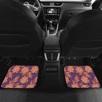 Tangerine Floral Bohemian Pattern Print Front and Back Car Floor Mats