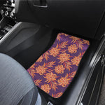 Tangerine Floral Bohemian Pattern Print Front and Back Car Floor Mats