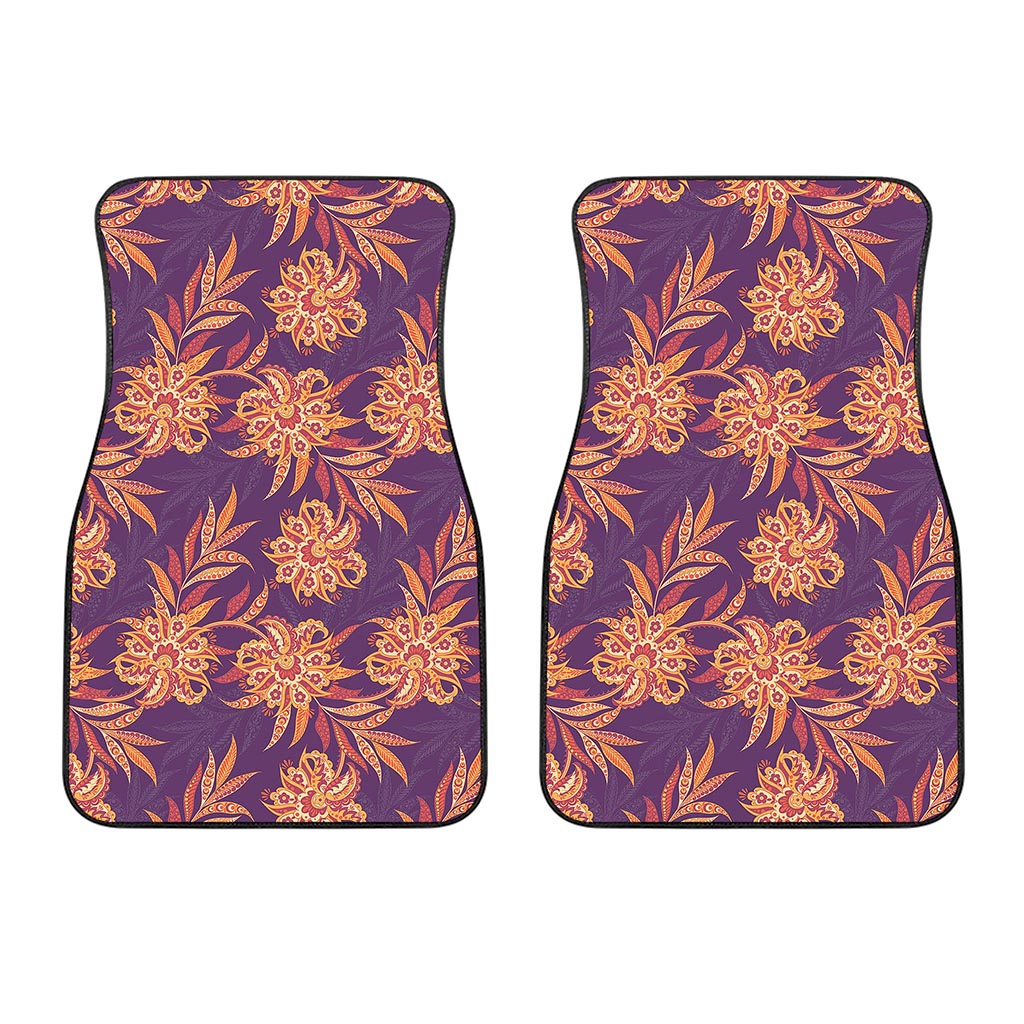 Tangerine Floral Bohemian Pattern Print Front Car Floor Mats