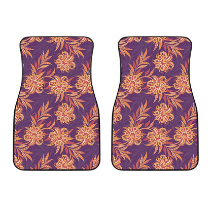 Tangerine Floral Bohemian Pattern Print Front Car Floor Mats