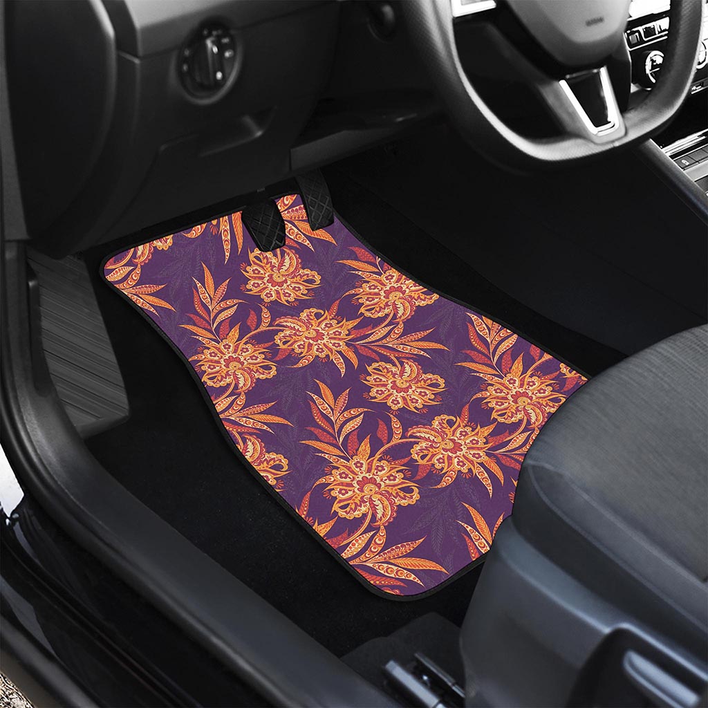Tangerine Floral Bohemian Pattern Print Front Car Floor Mats