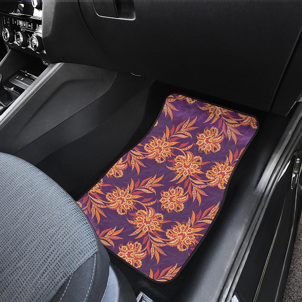 Tangerine Floral Bohemian Pattern Print Front Car Floor Mats