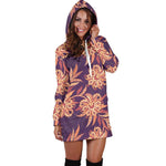 Tangerine Floral Bohemian Pattern Print Hoodie Dress GearFrost