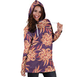 Tangerine Floral Bohemian Pattern Print Hoodie Dress GearFrost