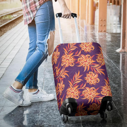 Tangerine Floral Bohemian Pattern Print Luggage Cover GearFrost