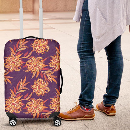 Tangerine Floral Bohemian Pattern Print Luggage Cover GearFrost