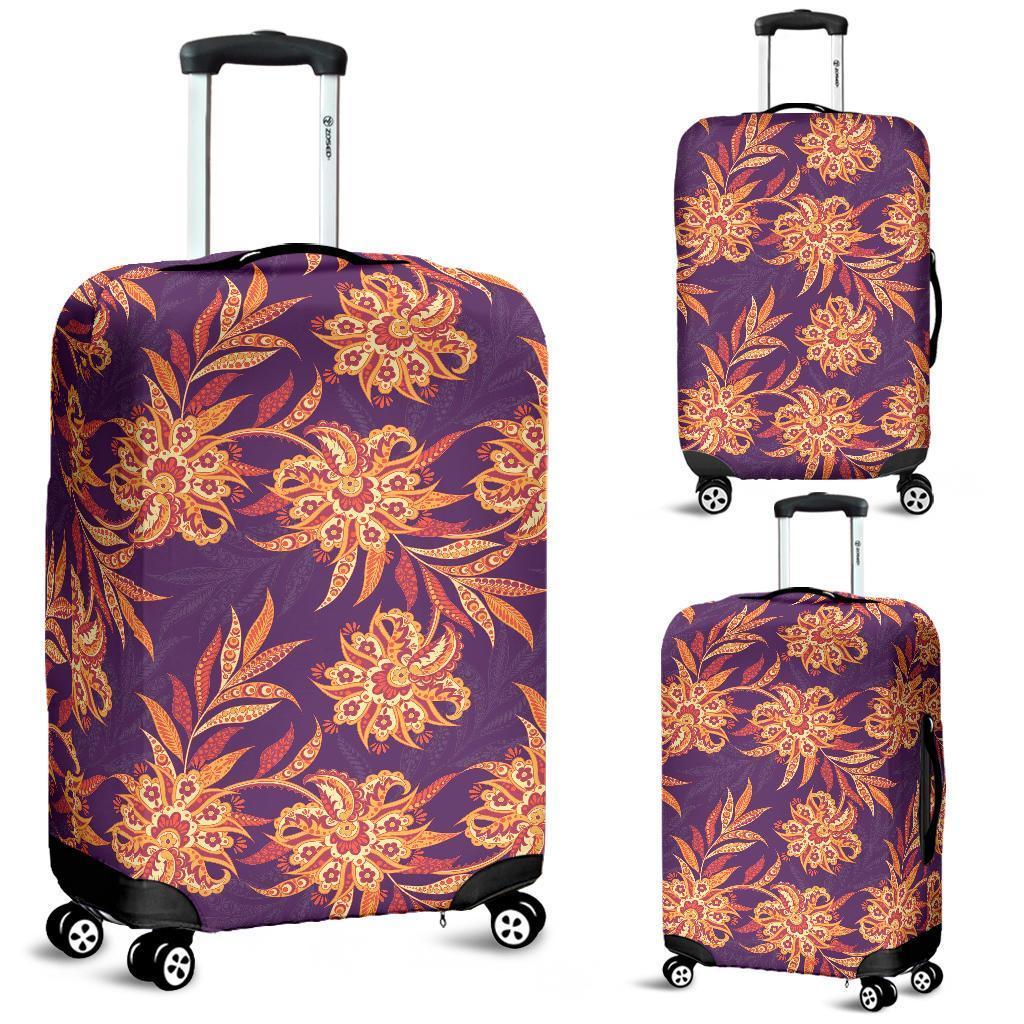 Tangerine Floral Bohemian Pattern Print Luggage Cover GearFrost