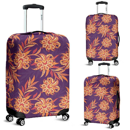 Tangerine Floral Bohemian Pattern Print Luggage Cover GearFrost