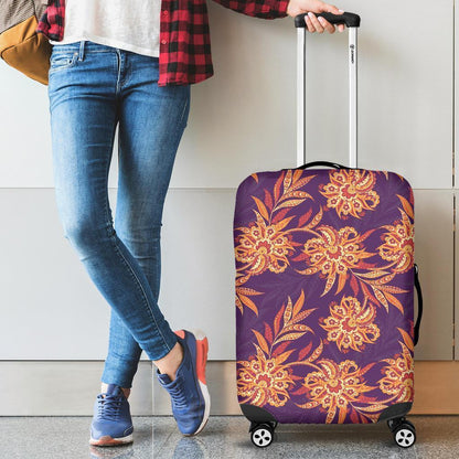 Tangerine Floral Bohemian Pattern Print Luggage Cover GearFrost