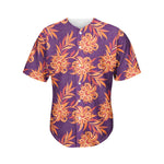 Tangerine Floral Bohemian Pattern Print Men's Baseball Jersey