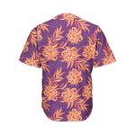 Tangerine Floral Bohemian Pattern Print Men's Baseball Jersey
