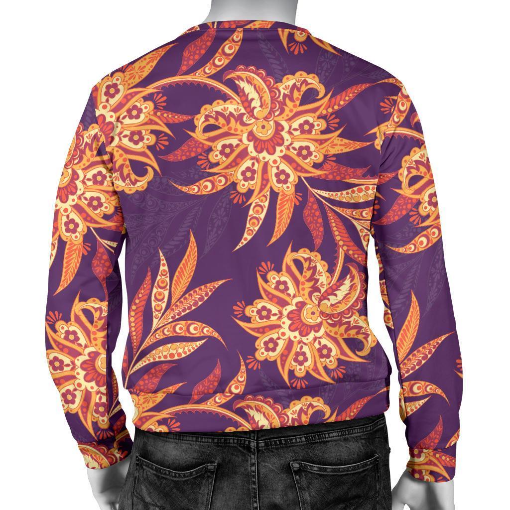 Tangerine Floral Bohemian Pattern Print Men's Crewneck Sweatshirt GearFrost