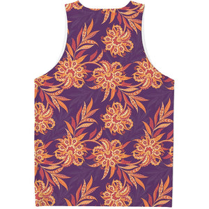 Tangerine Floral Bohemian Pattern Print Men's Tank Top