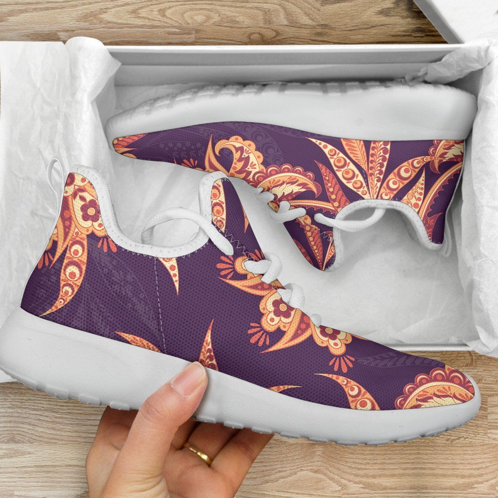 Tangerine Floral Bohemian Pattern Print Mesh Knit Shoes GearFrost