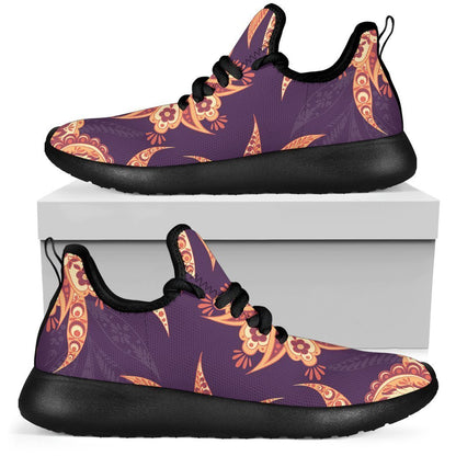 Tangerine Floral Bohemian Pattern Print Mesh Knit Shoes GearFrost