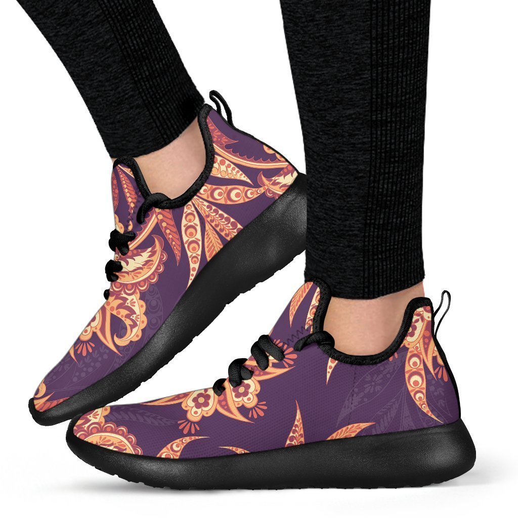 Tangerine Floral Bohemian Pattern Print Mesh Knit Shoes GearFrost