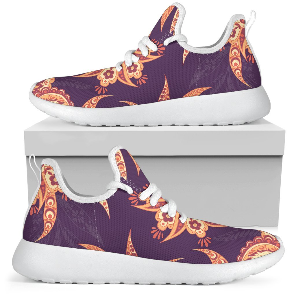 Tangerine Floral Bohemian Pattern Print Mesh Knit Shoes GearFrost