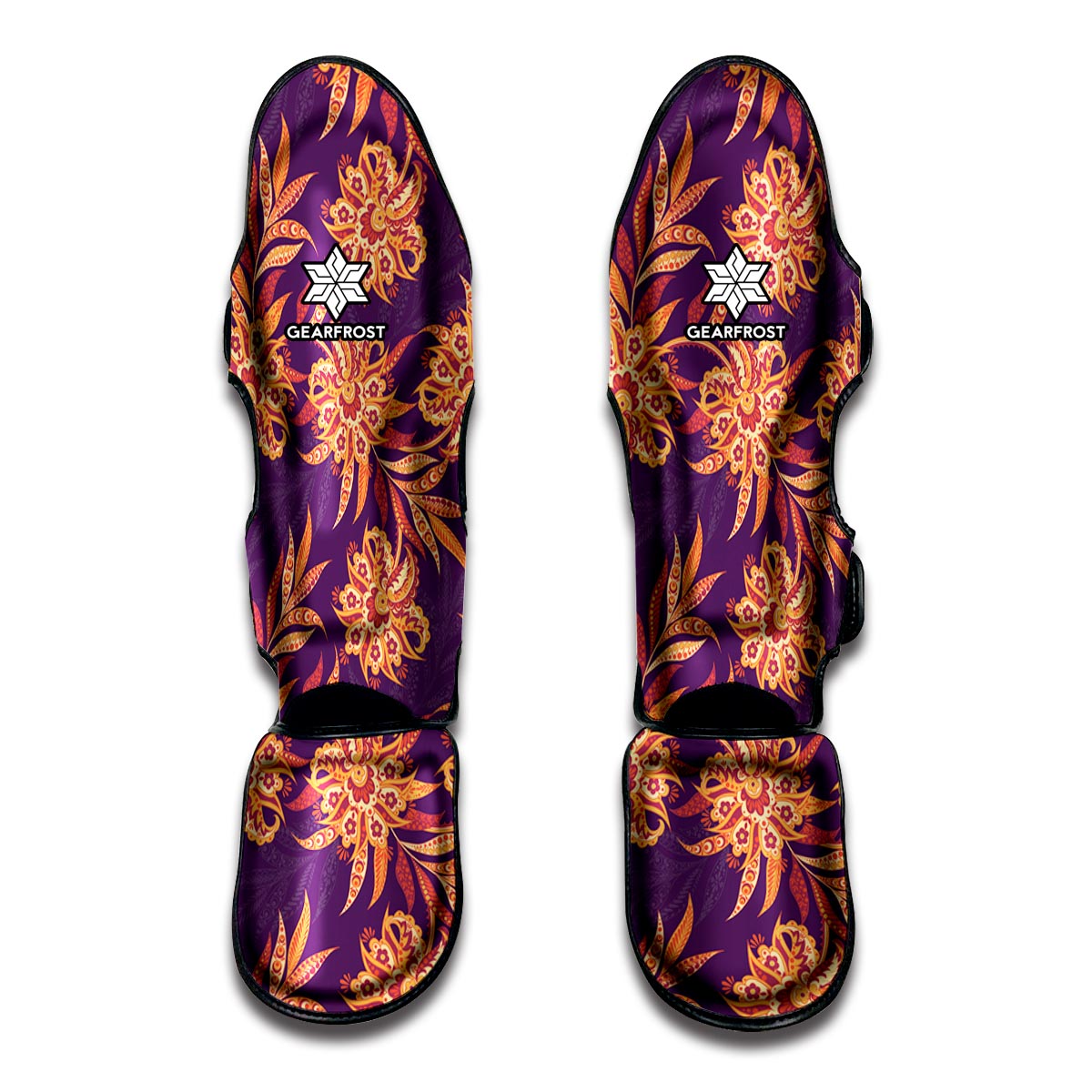 Tangerine Floral Bohemian Pattern Print Muay Thai Shin Guard