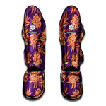 Tangerine Floral Bohemian Pattern Print Muay Thai Shin Guard