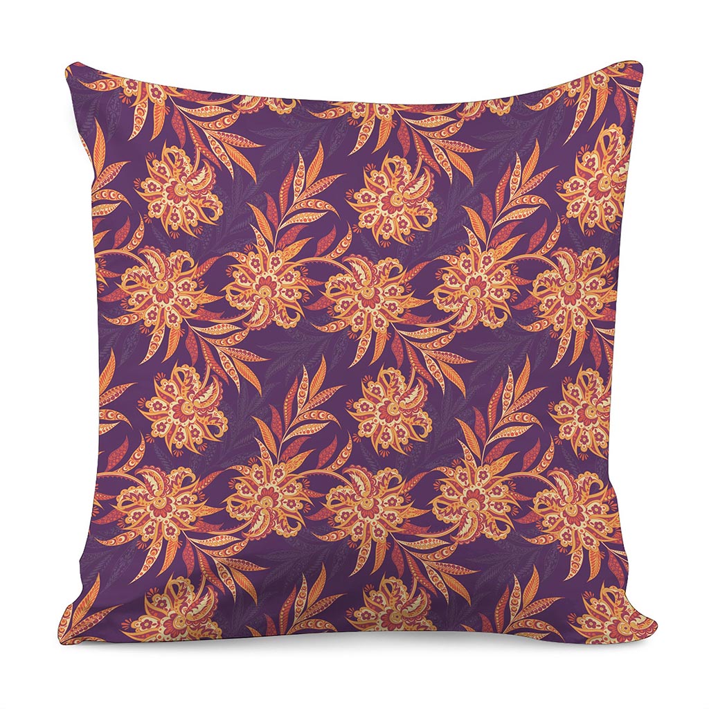 Tangerine Floral Bohemian Pattern Print Pillow Cover